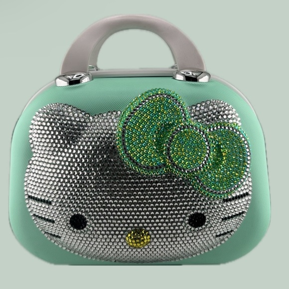Hello Kitty Bling Mint Green Suitcase Travel Luggage- NEW - Picture 4 of 4